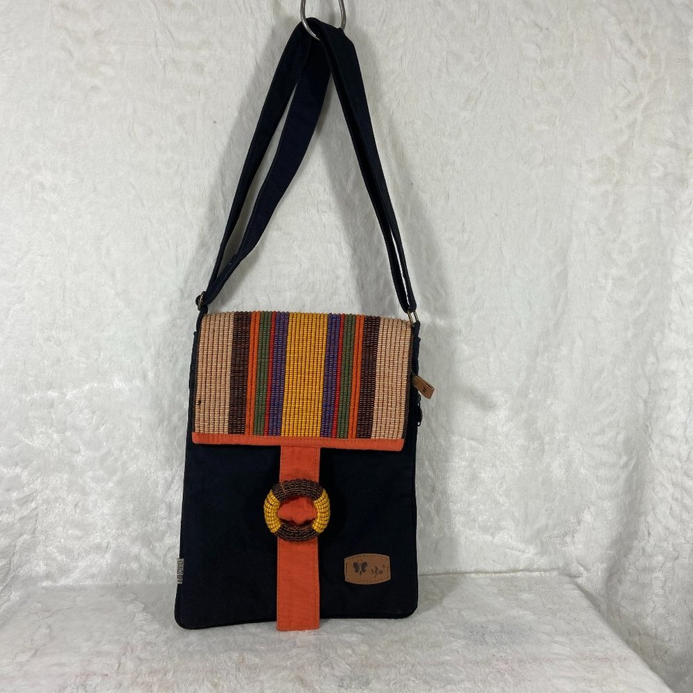 Faitrade Striped  Flap Bag Cultural BoHo Gypsy Flair Streetwear